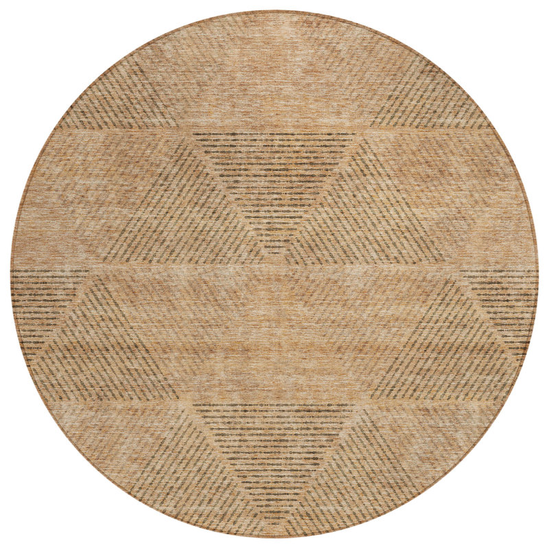 Tapis d'intérieur rond lavable géométrique 8 pi