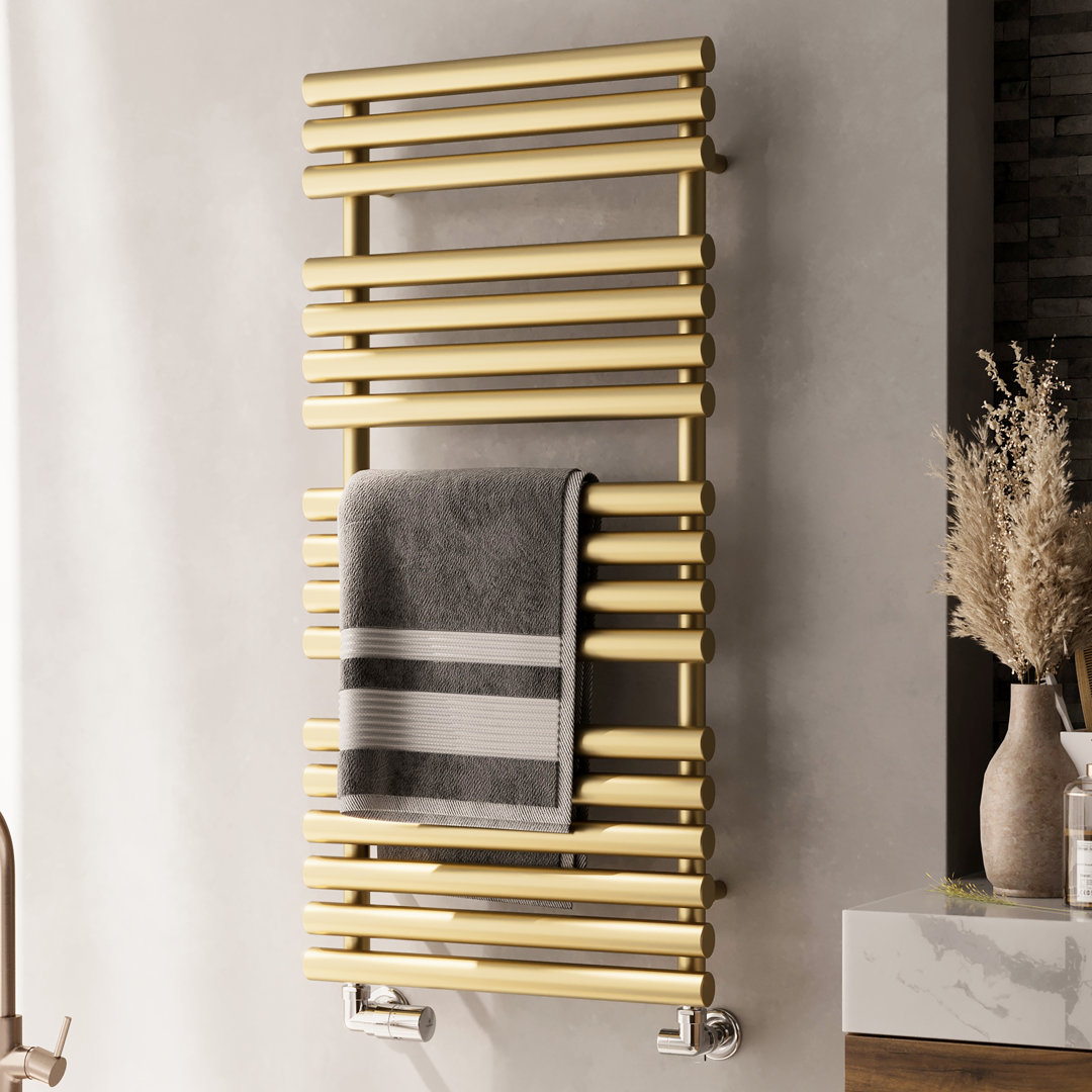 B&Q -  Rolo Brass Effect Electric & Gas Flat Towel Warmer (W)520mm X (H)1085mm - Image 4
