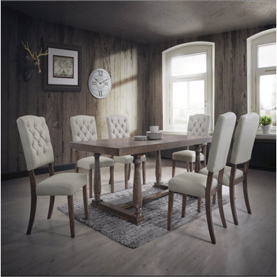 Bernard Weathered 7PCs Oak Finish Dining Room Set
