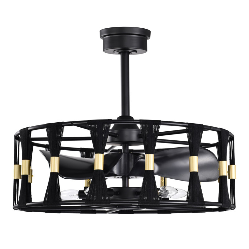 Helle 25 Inch Elegant Matte Black Ceiling Fan With Remote