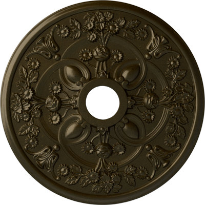 Endurathane Rose Ceiling Medallion, 30 7/8"OD x 3 5/8"ID x 1 3/8"P (Fits Canopies up to 5 1/4"), Hand-Painted Green Gold Finish