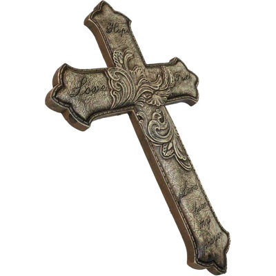 Espoir, espoir, amour, foi, Lord, Hear My Prayer, fleur de lys, croix murale en simili cuir