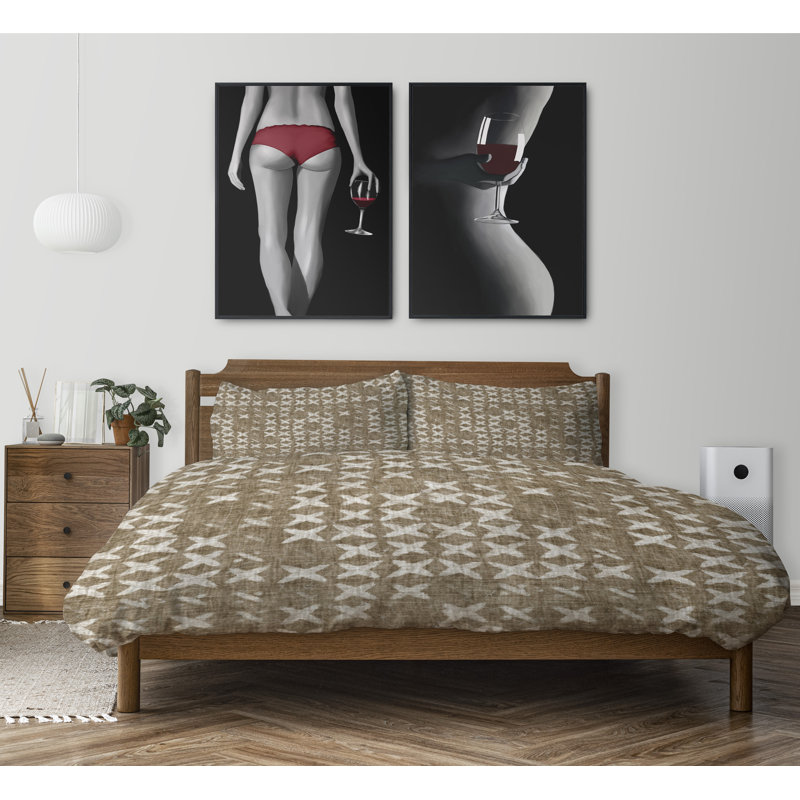 Polyester Twill Abstract Duvet Cover, King Duvet Cover + 2 King Pillowcases