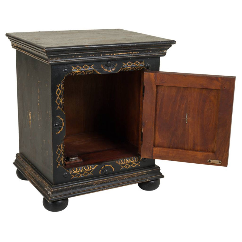 Gamby 50cm W Solid Wood Bedside Table, Yellow/Brown
