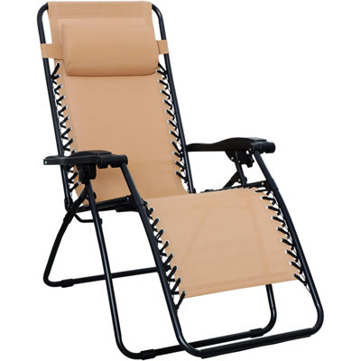 Outdoor Zero Gravity Mesh Lounge Chair with Pillow, Folding Reclining and Textilene Adjustable by Arlmont & Co.
