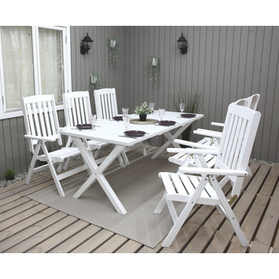 Hannahs 6 - Person Solid Wood Patio Dining Set Rectangular Table