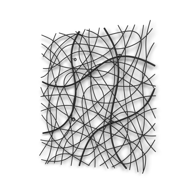 Large Black Abstract Square Iron Wall Sculpture