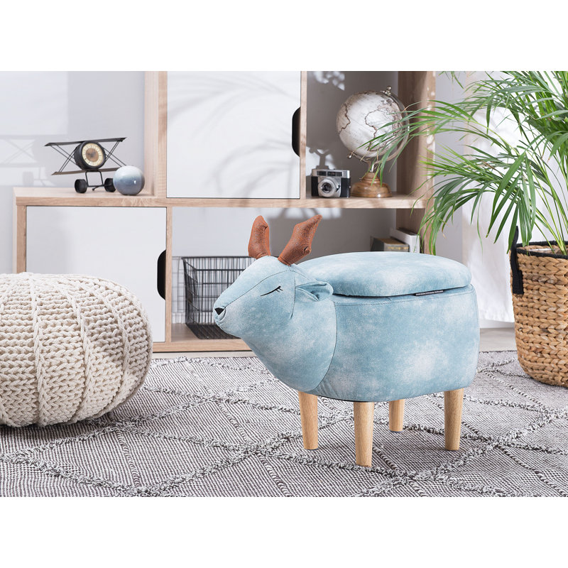 Solid + Manufactured Wood Accent Stool, Light Blue