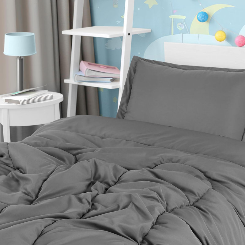 Utopia Bedding Grey Kids Comforter Set with 2 Pillow Shams, 3 Piece Soft Microfiber Twin Bed Comforter with Pillow Shams, Printed Kids Bedding for Boys and Girls, Lightweight, Breathable,Easy Care