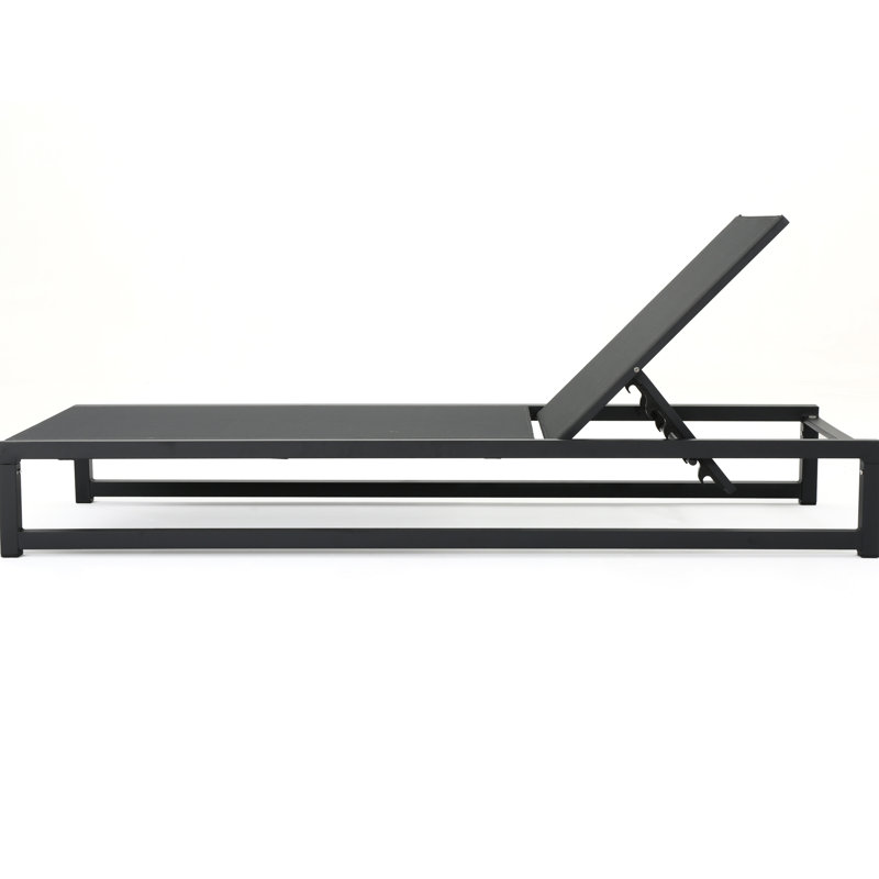 Adjustable Patio Chair Lounge - Black Mesh & Aluminum Modern Garden Chaise With Breathable Upholstery