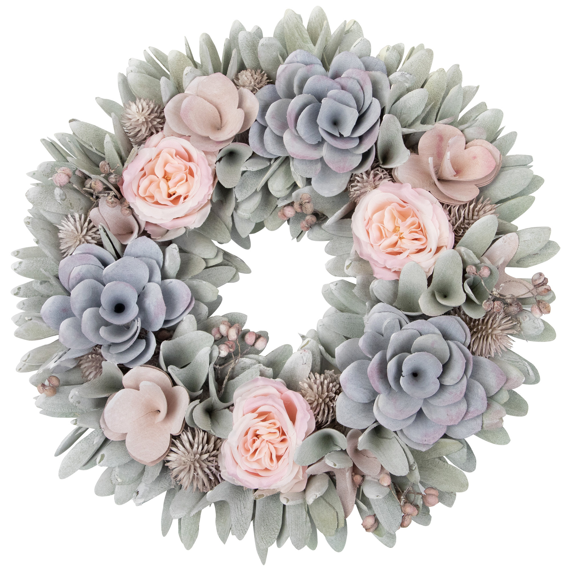 Primrue Spring Wreath Primrue Wooden Floral Artificial Spring Wreath With Thistles - | Wayfair