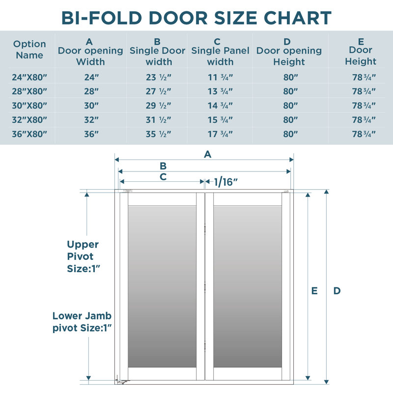 Clear Glass And Solid Manufactured Wood Pre-drilled Bi-fold Door With Installation Hardware Kit, 36" x 80"