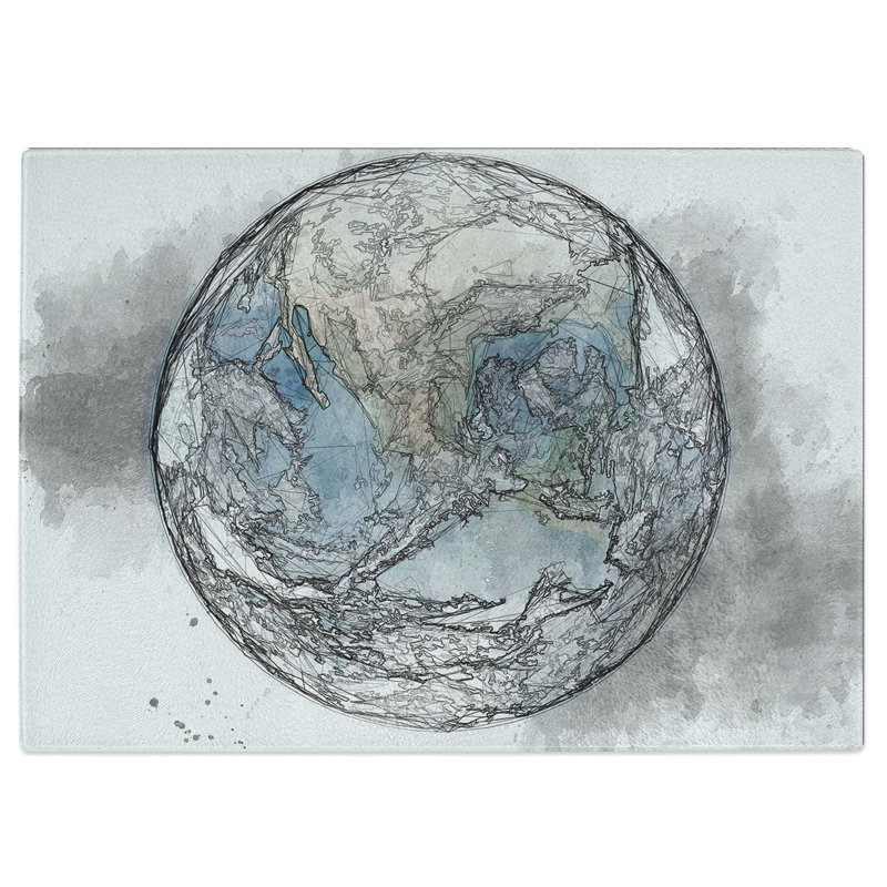 Tempered Glass View of the Earth in Abstract Chopping Board, 39 cm W x 28.5 cm L