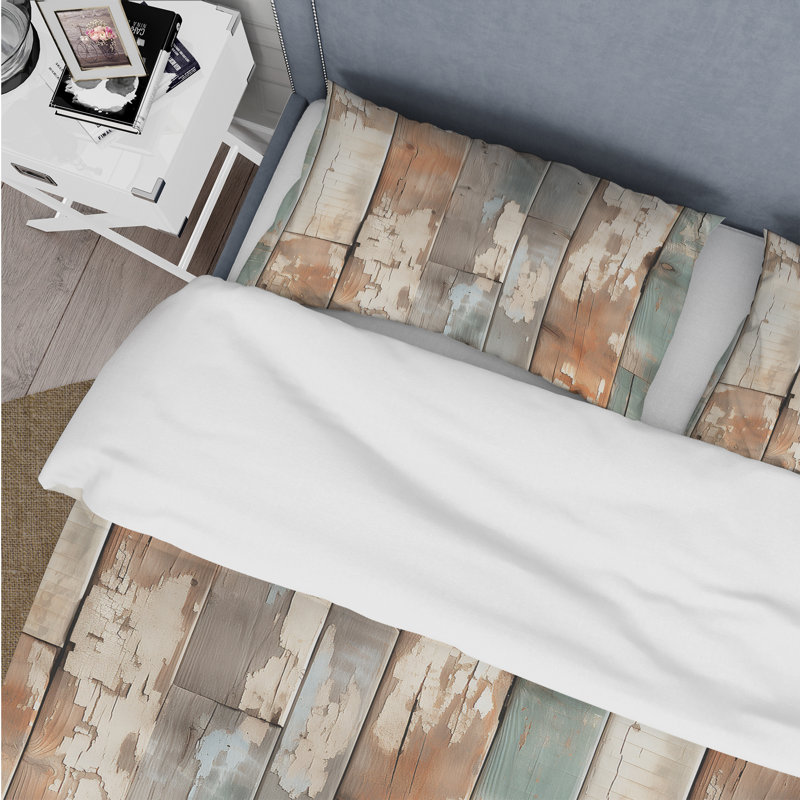 Literie Rustic Planks Harmony I, Housse de couette pour très grand lit et 2 très