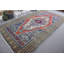 Grand tapis turc antique, parfait pour les salons, avec une esthétique moderne rouge et un design Oushak