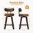 Swivel Counter Height Bar Stools Set of 3, Faux Leather Kitchen Stools Upholstered Barstools with Back, Walnut Wood Legs, Mid Century Island Chairs Counter Stools, 26" Seat Height-891419577