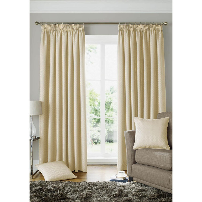 Jebb Room Darkening Curtain Pair, Cream, 228cm Width x 228cm Drop
