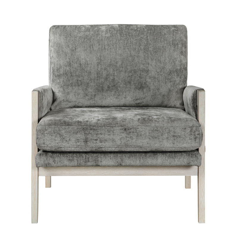 Chaise Modern Home, revêtement en chenille, structure en bois massif, hauteur des accoudoirs de 23,5 po, gris brunâtre, siège d'appoint contemporain d'une capacité de 300 lb, tissu, largeur de 29,5 po
