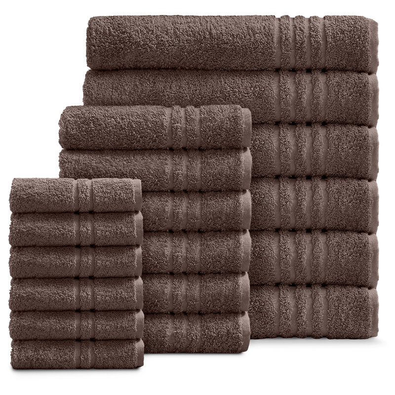 Ensemble de serviettes en coton Ella Jayne (3 ensembles de 6), Brun