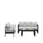 Ensemble de conversation de patio 3 pièces en aluminium 3 pièces, canapé d'extérieur 5 places avec coussins épais gris clair et structure noire et table basse-61531841-61531842