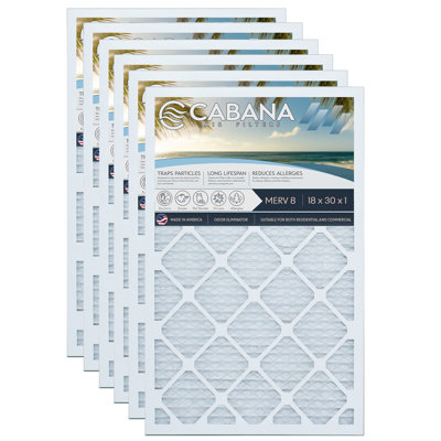 Cabana Air Filters 6 Pack HVAC Furnace Air Filters MERV 8 White