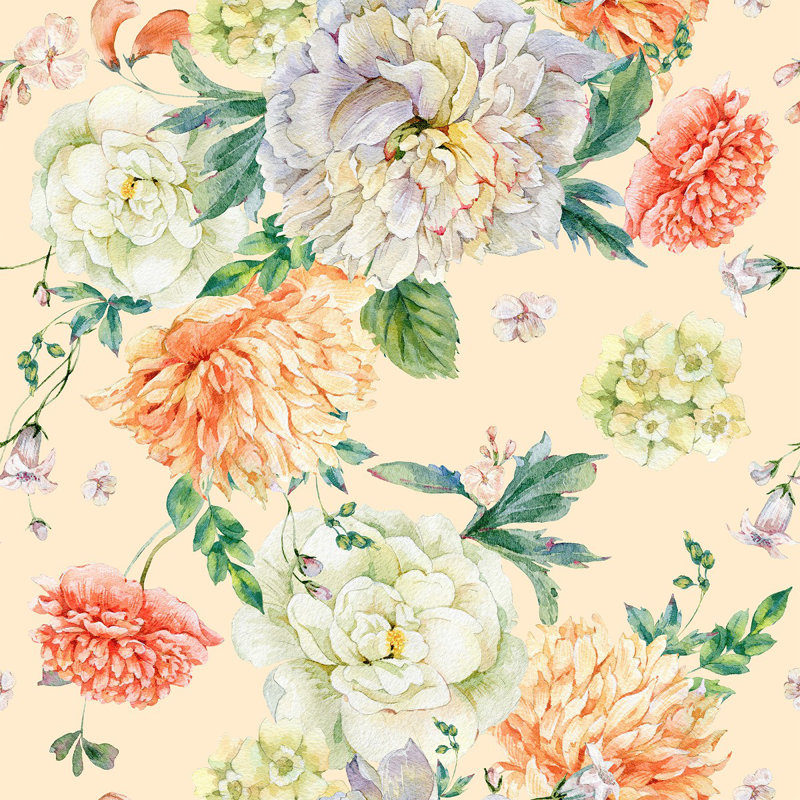 Peel & Stick Floral Tile, 2.08' W x 18.75' L