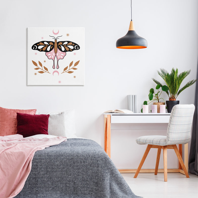 Art mural sur toile Moth & Crescent Moons, H 30 po x l 30 po