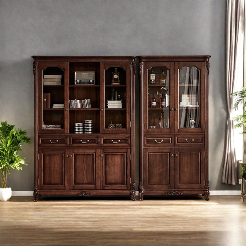 Bibliothèque classique et pratique de style américain, 10 tablettes H 86,61 po x l 102,75 po x P 15,75 po