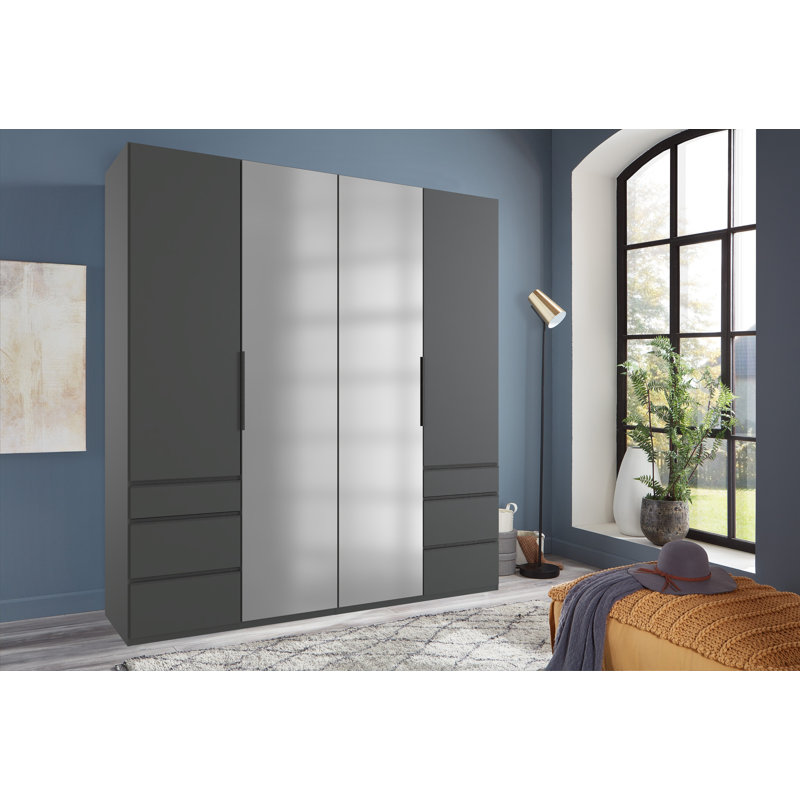 Guardino 4 Door Wardrobe, Graphite, 236cm H x 200cm W x 58cm D
