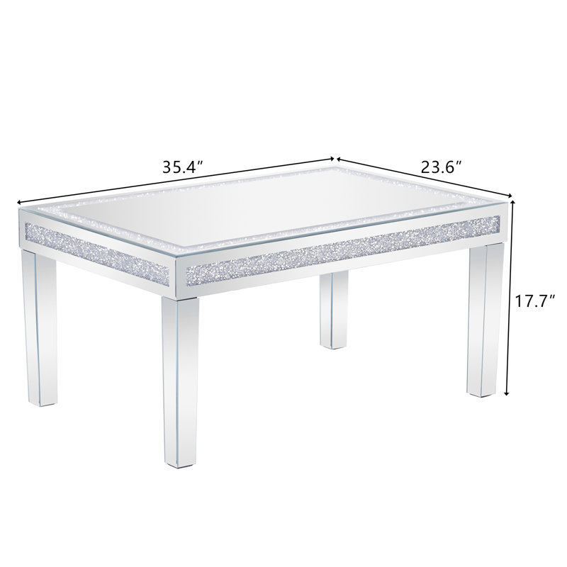 Mirrored Coffee Table With Crystal Inlay