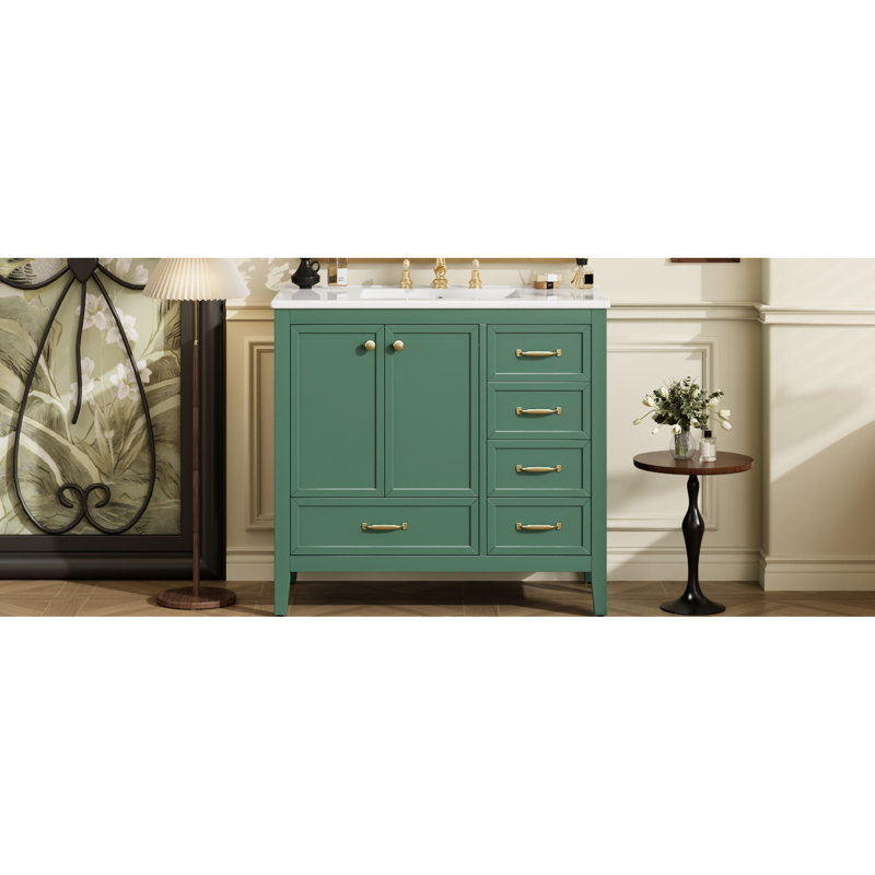 Meuble-lavabo simple 34,93 po, Vert