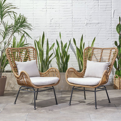 Ensemble de 2 chaises de patio en osier avec coussins