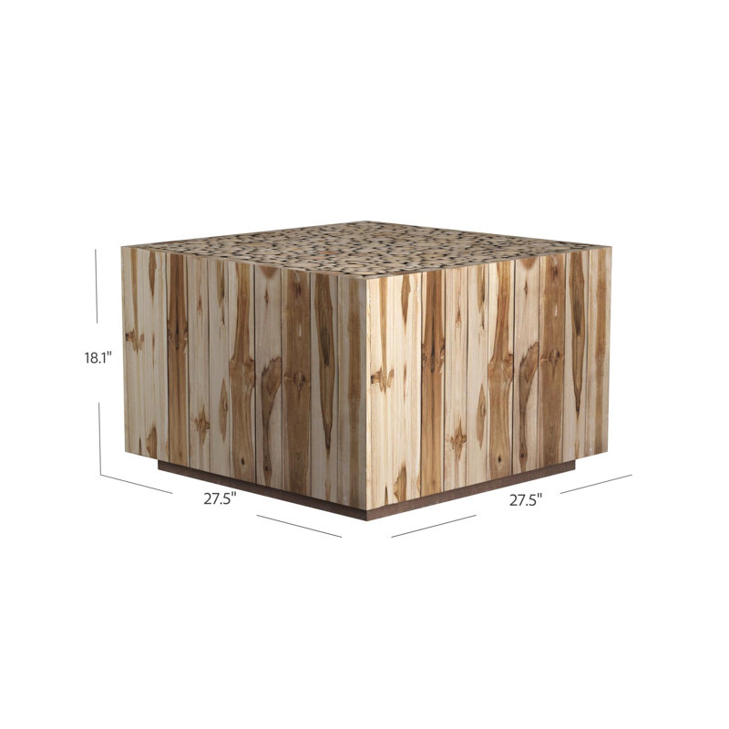 Charlostin Solid Wood Coffee Table, Natural Wash