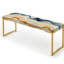 Coastal Harmony - Banc rembourré abstrait doré-135347656