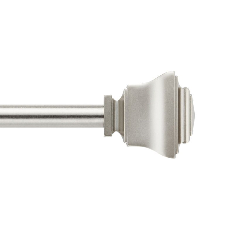Nickel Steel Wall Mounted Adjustable Curtain Rod with Square Finials