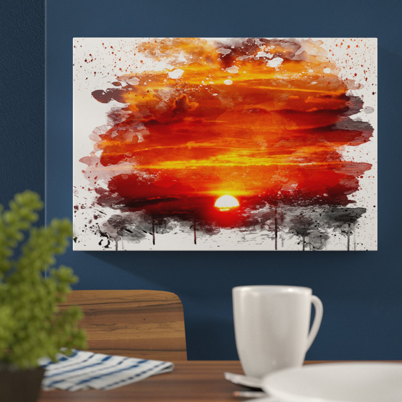 Beautiful Red and Orange Sunset - Wall Art, 70cm H x 100cm W, Wrapped Canvas