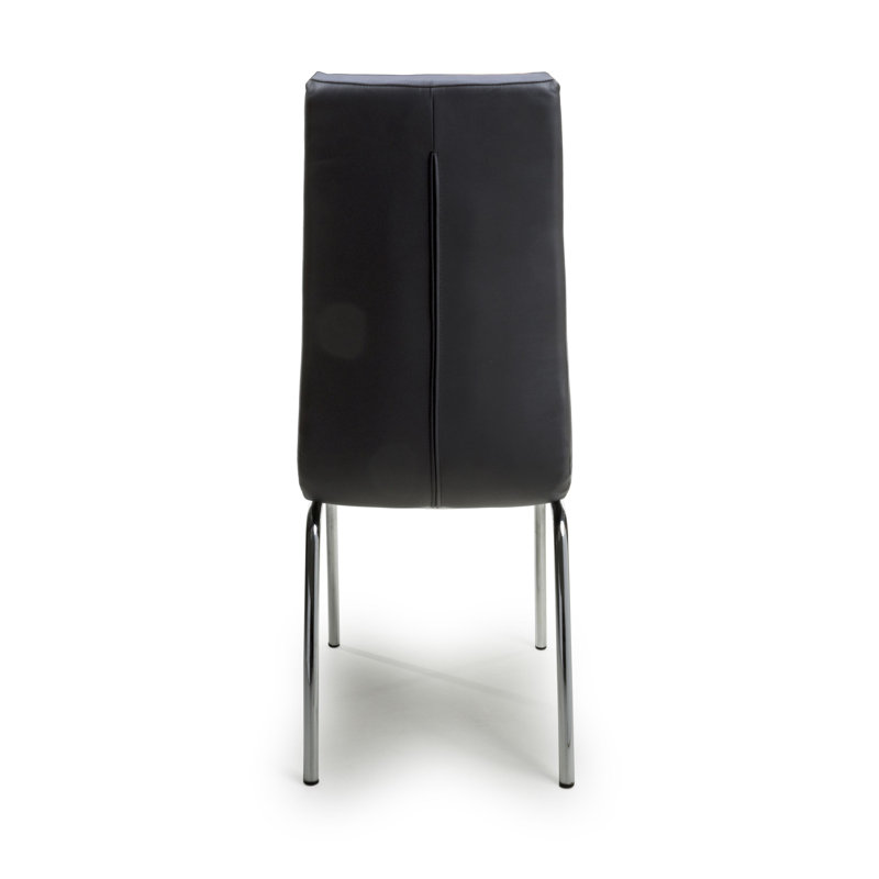 Jenner Leather Effect Dining Chair, Chrome, Black