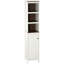 Grande armoire de rangement autoportante avec 3 tablettes ouvertes et tablette réglable Kleankin, blanc antique