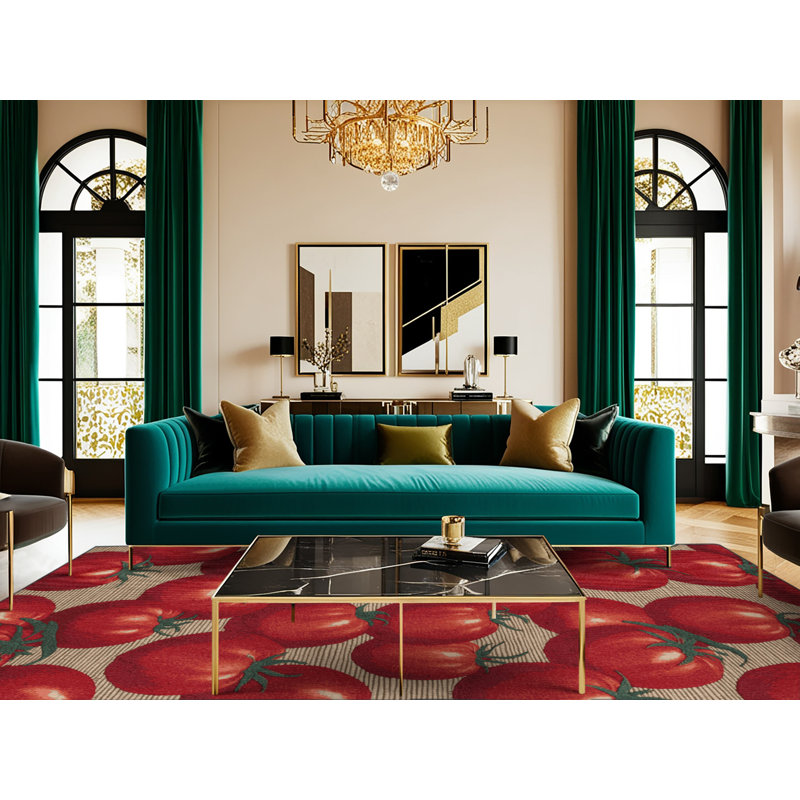  Tapis lavable tomates et légumes Roma, Rond 7 pi