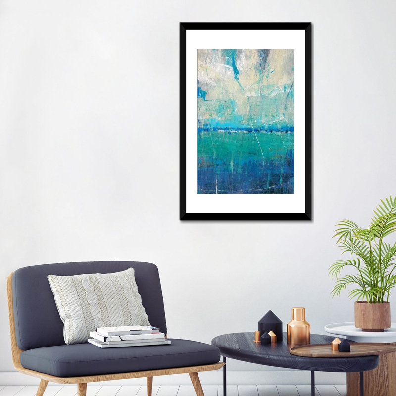 « blue mouvement ii », impression sur toile, H 24 po x l 16 po x P 1 po, Papier d'art encadré noir, Blanc