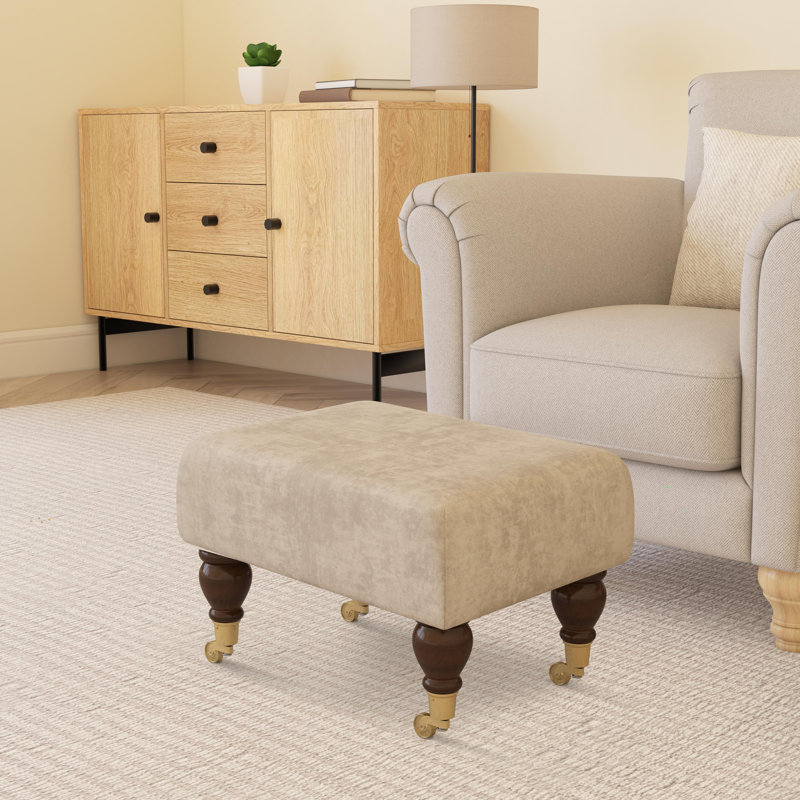 Autryville Wood Caster Leg - Plush, Mahogany, Velvet, Bone Cream