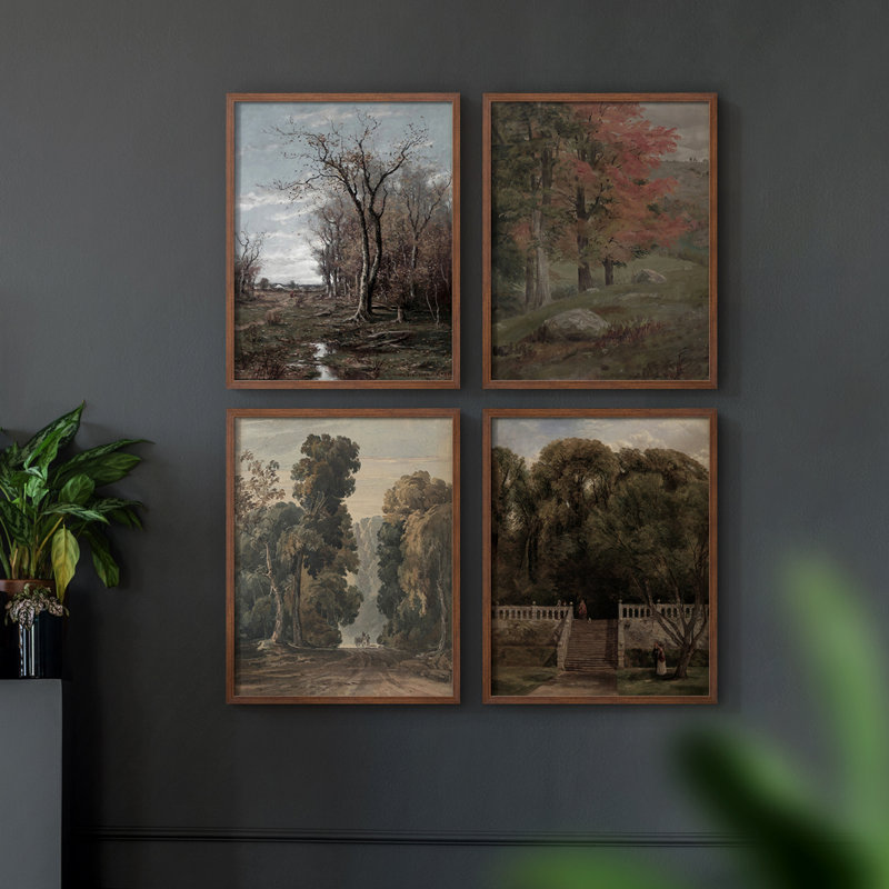 «Vintage Landscape Cxxviii», ensemble de 4 encadrés, H 10 po x l 32 po