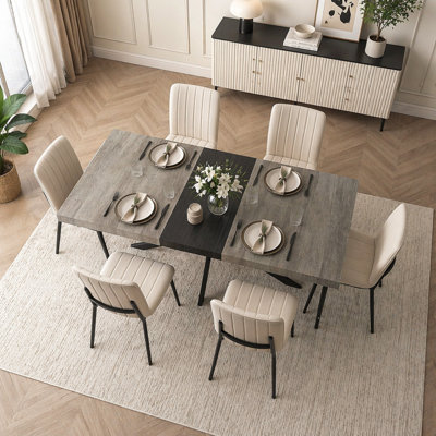 55.11"-70.86"Retro Rectangular Stretch Dining Table