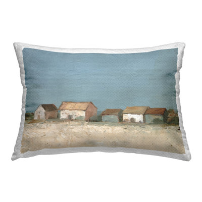 Distant Town House Outdoor Printed Pillow by Ethan Harper