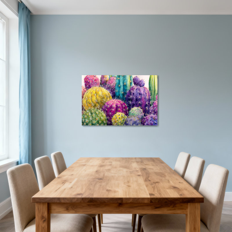Plantes et fleurs, impression de motif de cactus coloré Z251224084240944398, H 20 po x l 30 po