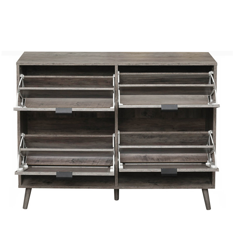 Freestanding Modern Shoe Storage Cabinet, Dark Gray