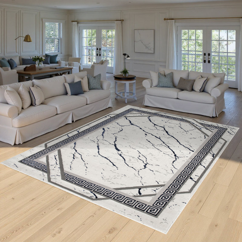Monaco Series Abrstract Black/Gray/Ivory/Beige Area Rug, Rectangle 5'3" x 7'3"