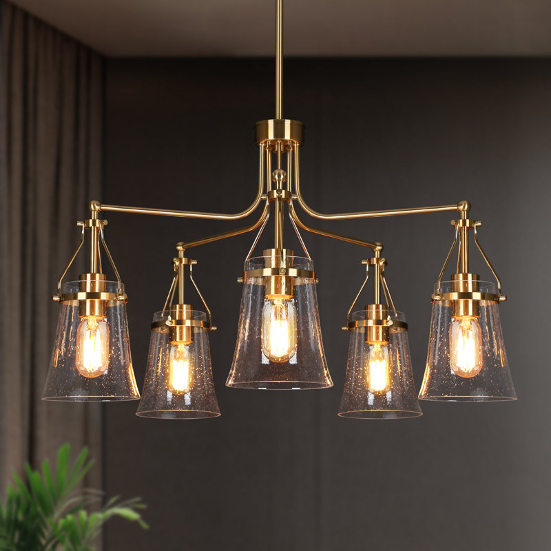 Strasburg 5-Light Dimmable Chandelier with Seeded Glass Shades