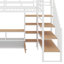 Lit mezzanine double en métal avec escalier, table et tablettes de rangement-1151192531