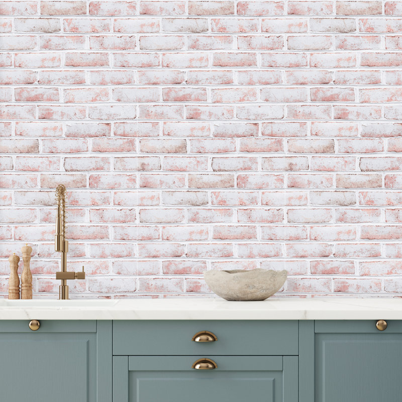  Whitewashed Brick Peel and Stick Wallpaper White